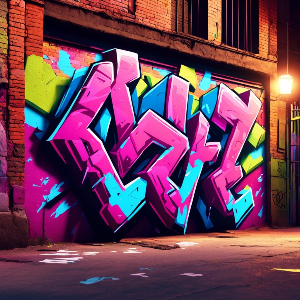 Hyperrealistic 3D Graffiti Art in Neon Colors