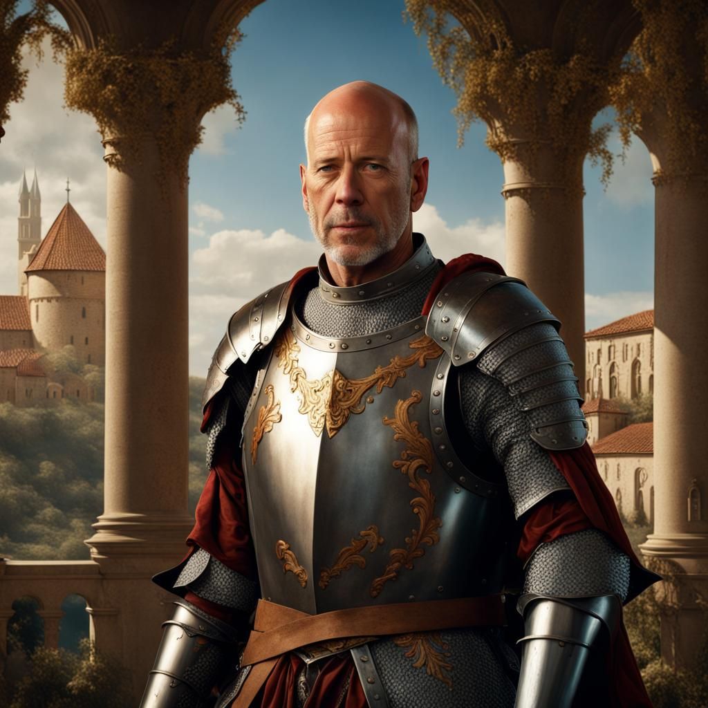 Bruce Willis as Renaissance Knight, Botticelli Style