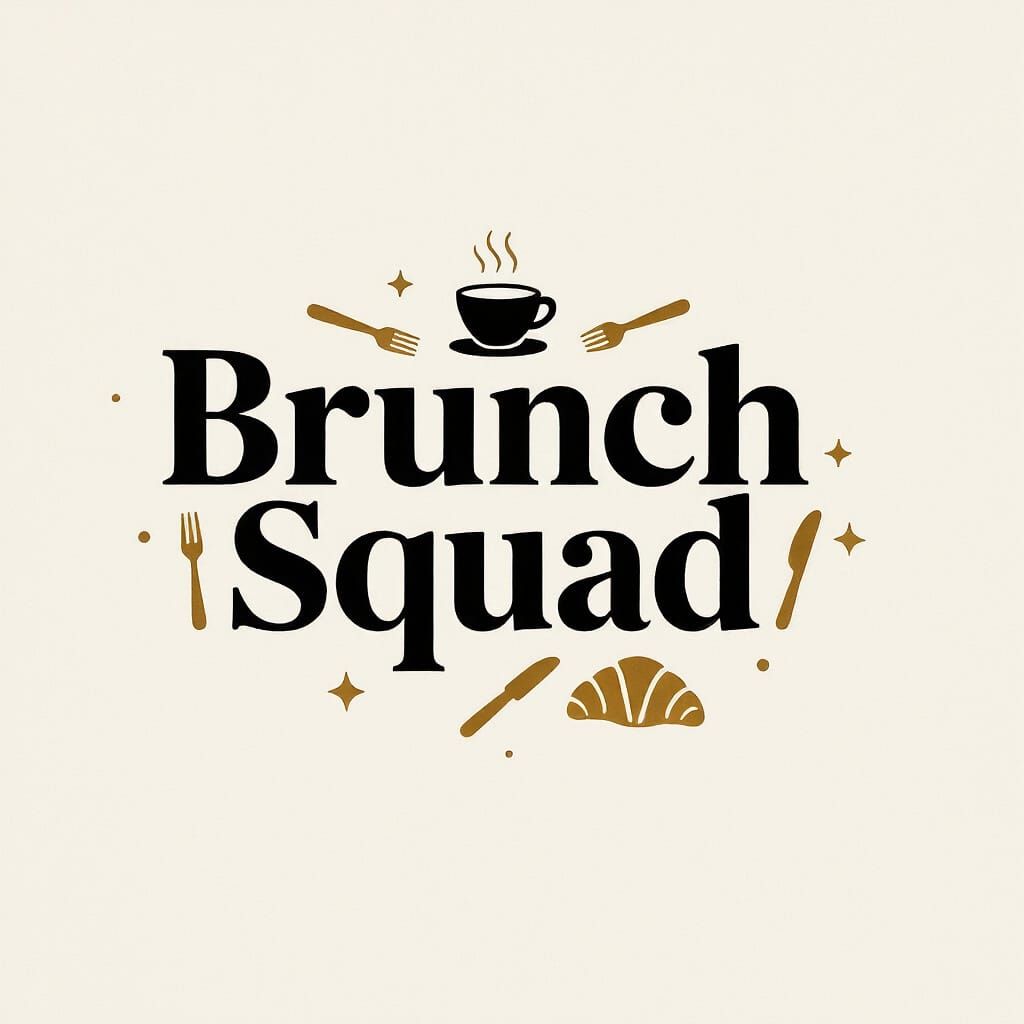 Brunch Squad Text Design with Chic Food Icons