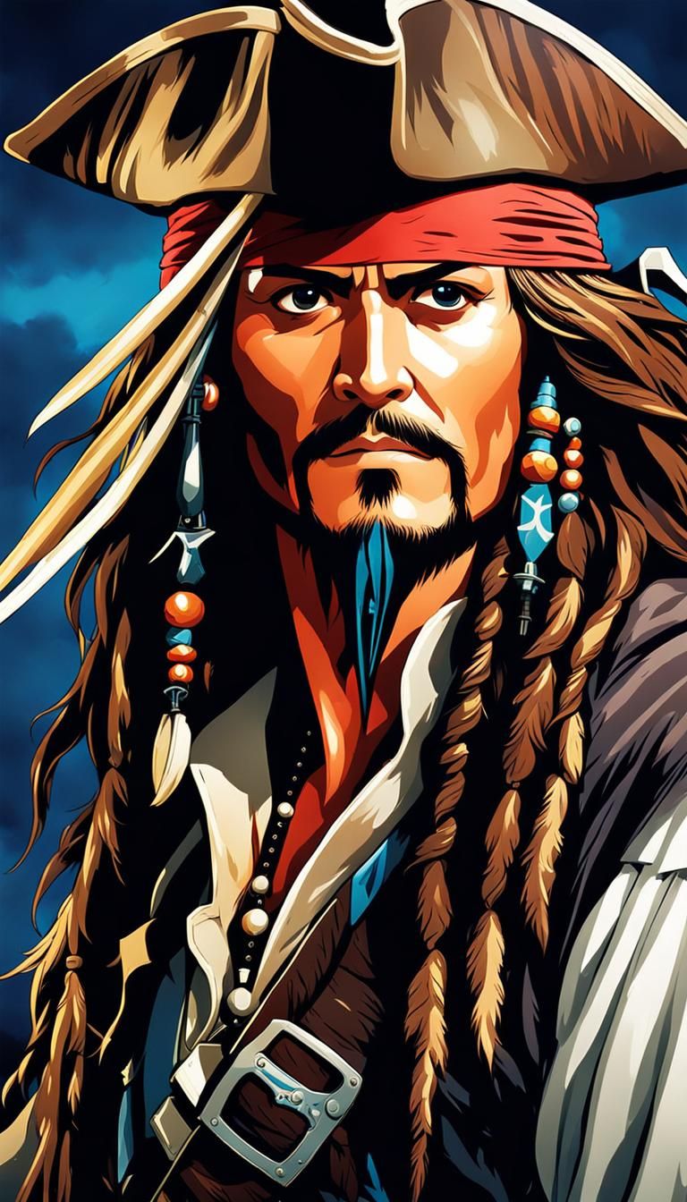 Pirate Captain in Cel-Shaded Anime Style