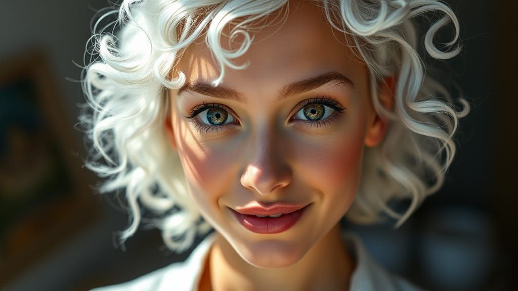 Expressive Young Woman Portrait in Ghibli Pin-Up Style