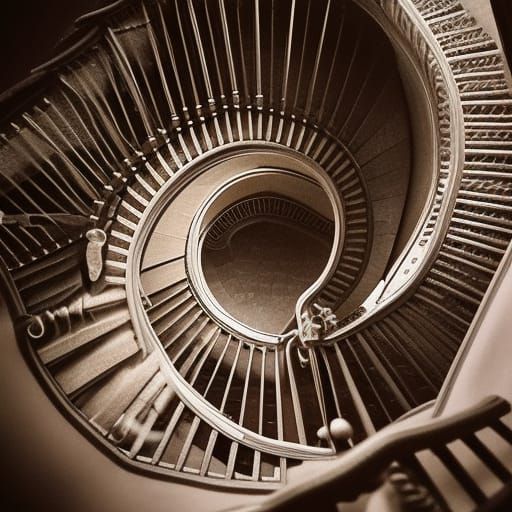 Dramatic Spiral Staircase Digital Matte Painting