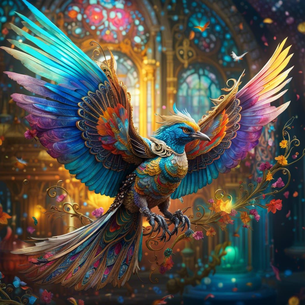 Lace-Winged Bird: Fantasycore Digital Art