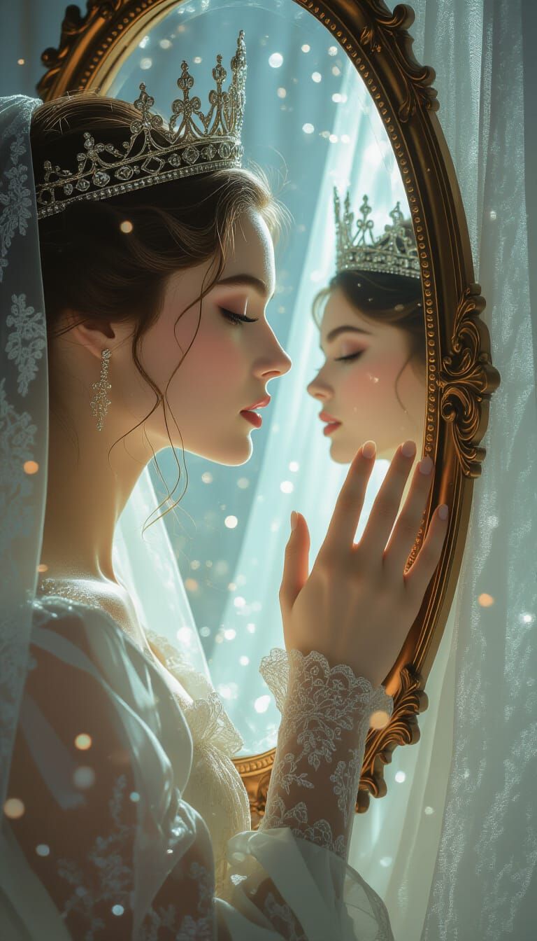 Servant's Hand Transforms into Queen's Reflection, Surreal M...