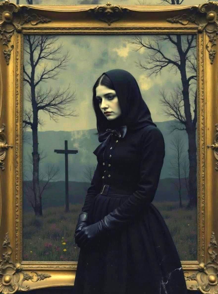 Framed Portrait of a Goth Girl in Atmospheric Setting