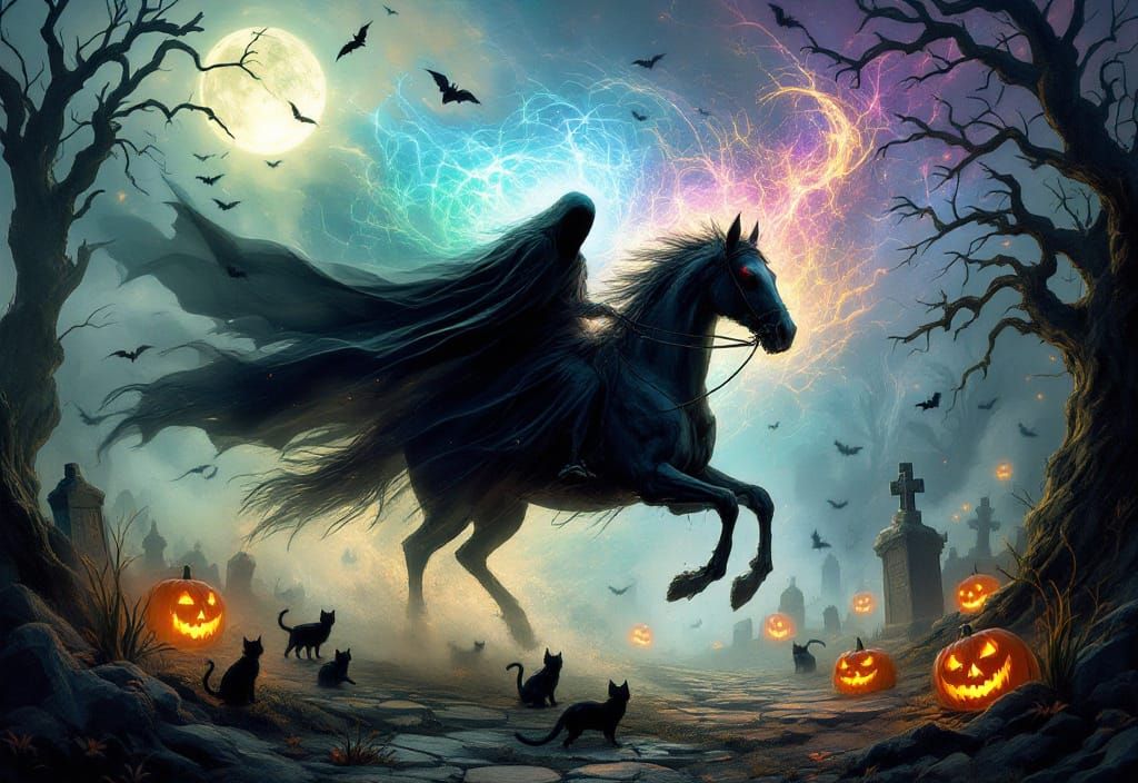 Headless Horseman's Ethereal Spell in Cemetery