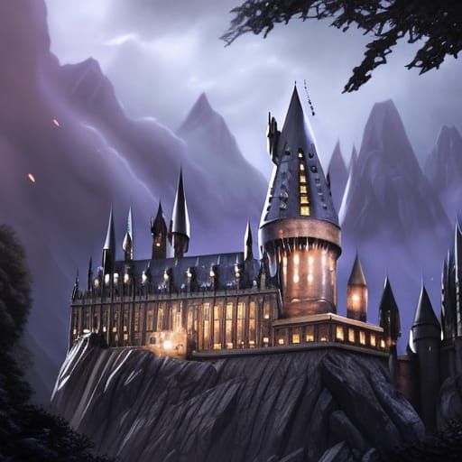 Hogwarts in Dark Fantasy Style Concept Art