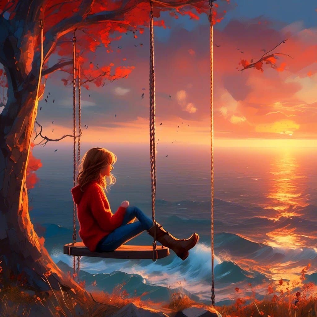 Beautiful Woman Overlooking the Sea: Fantasy Concept Art