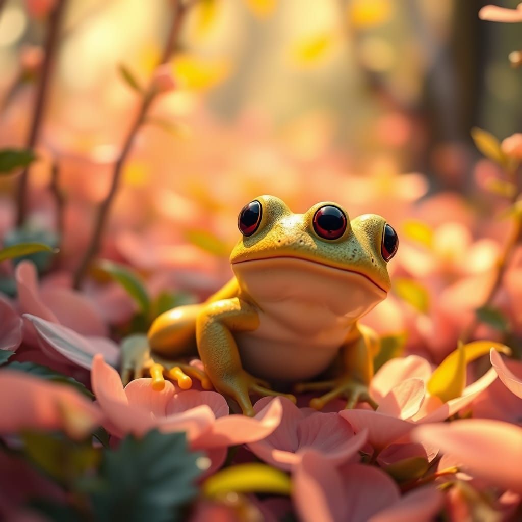 Whimsical Forest Frog in Studio Ghibli Style