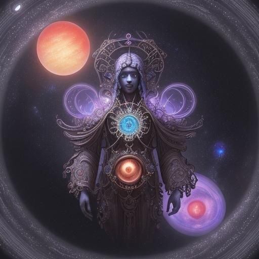 Psychedelic Abstract Planets Pendant Digital Matte Painting