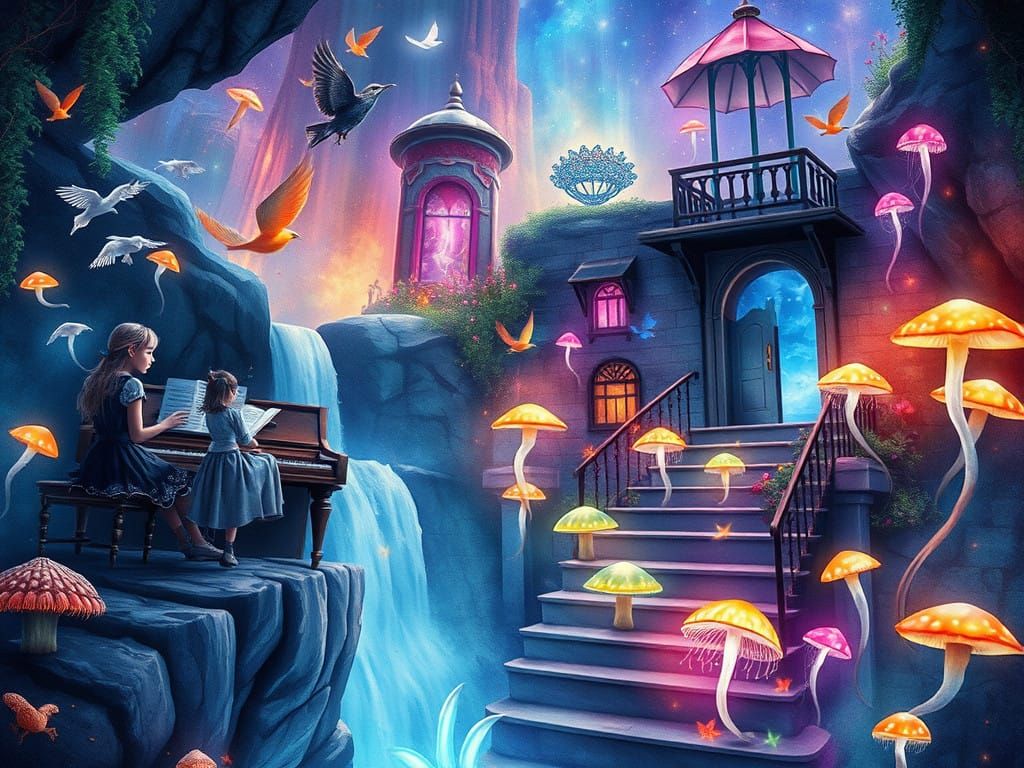 Whimsical Young Girl in Enchanted Forest