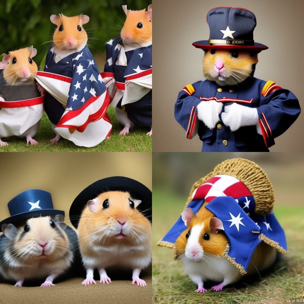hamsters dressed as American heroes