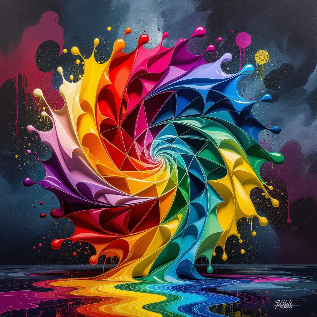 Abstract Graffiti Vortex of Emotions in Splash Art Style