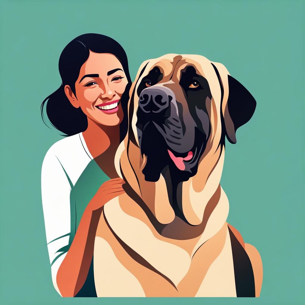 Woman and Dog Minimalist Digital Painting