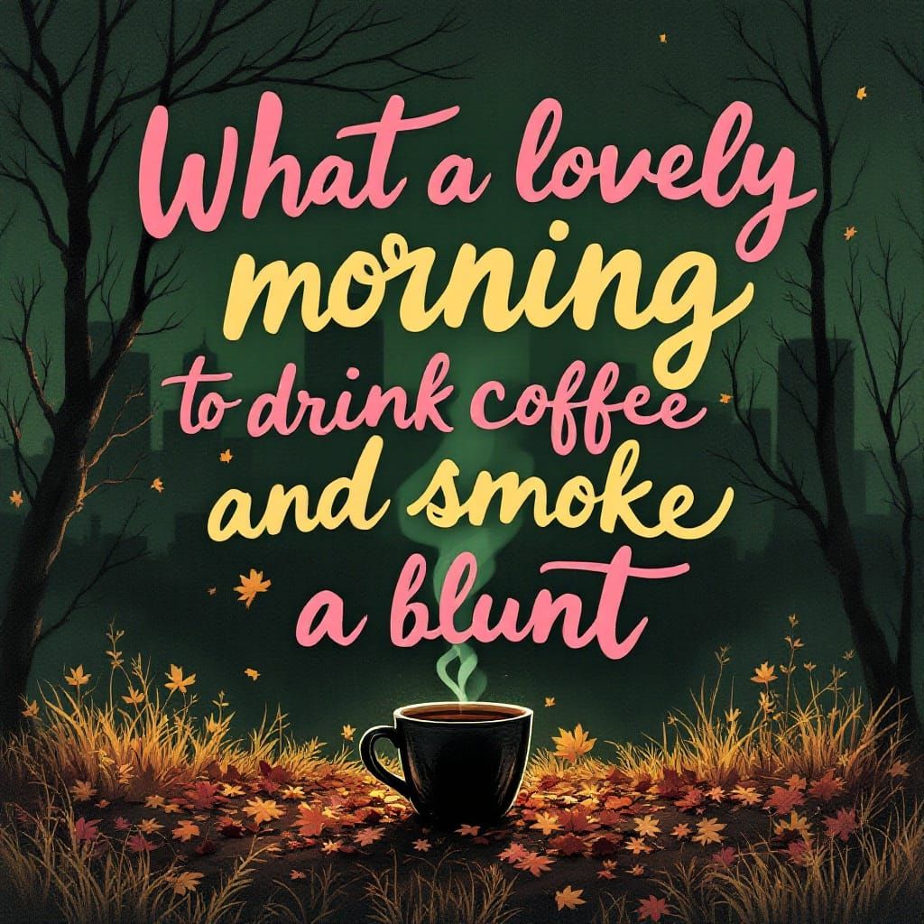 Bold Cursive Fall Morning in Pink and Green