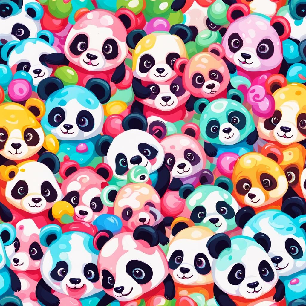 Adorable Baby Pandas in a Candyland Wonderland