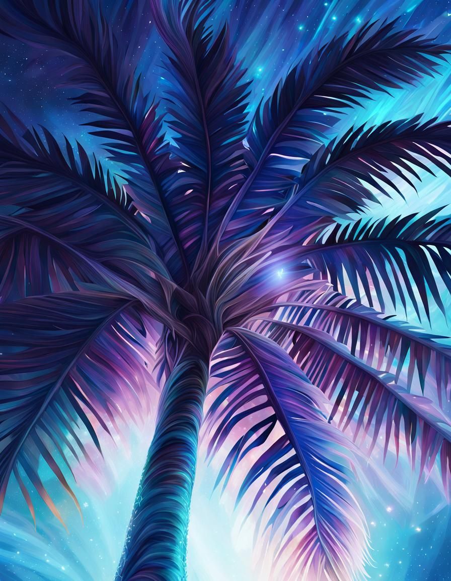 Luminous Magical Palm Tree Radiates Divine Shine