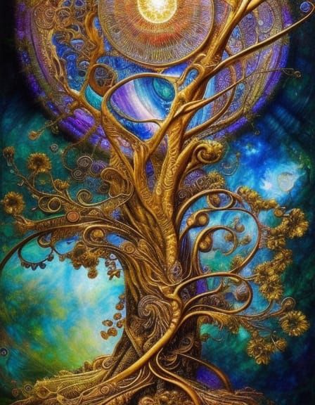 Hyperdetailed Tree of Life with Crystal Canopy