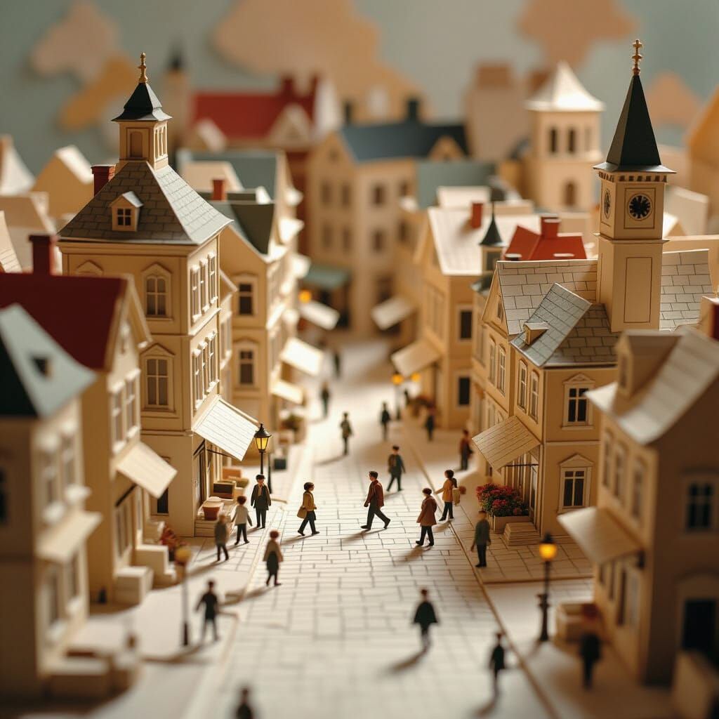 Miniature Paper Cityscape in Stop-Motion Style
