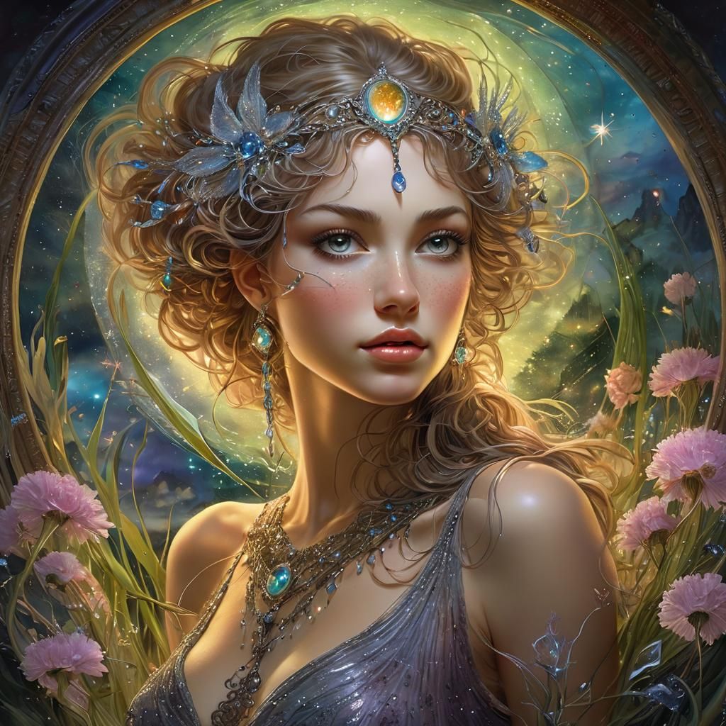 Mystical Woman in Glass Landscape, Fantasy Art