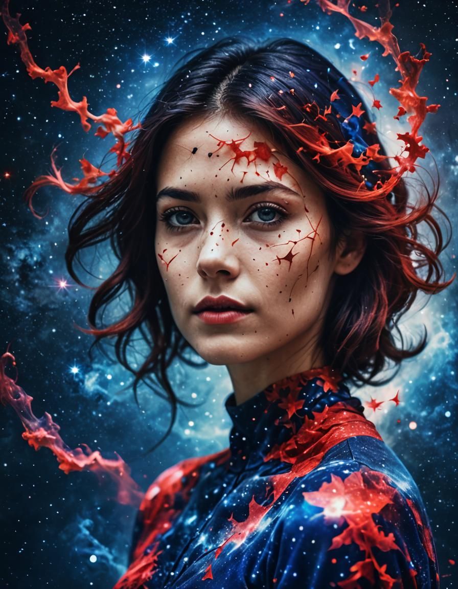 Mutated Woman in Royal Blue and Red Photography