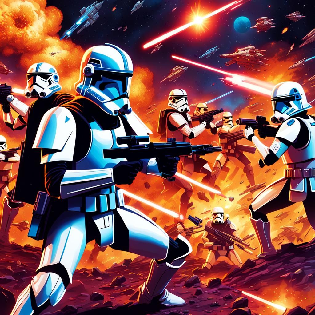 Epic Clone Wars Space Battle in Sci-Fi Style