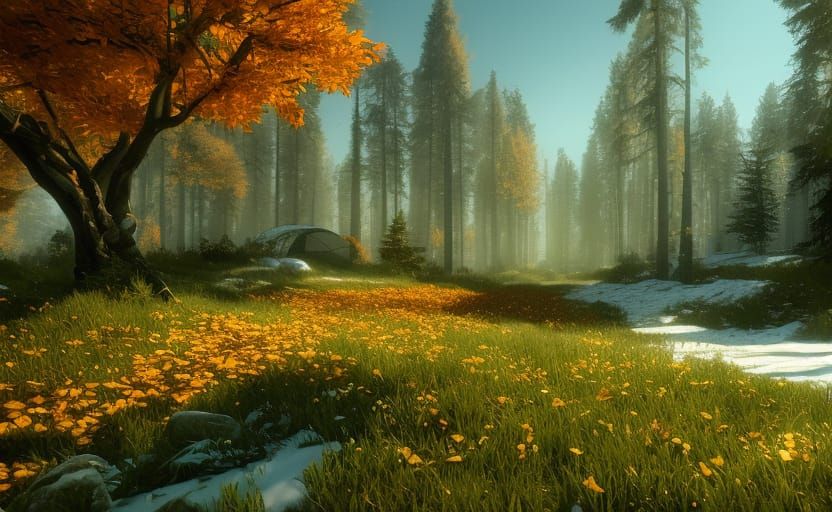 Seasons Displayed in Geodesic Dome: 3D Render