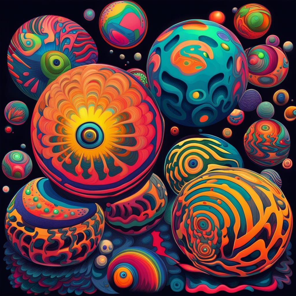Hypnotic Psychedelic Orbs in Surreal Style