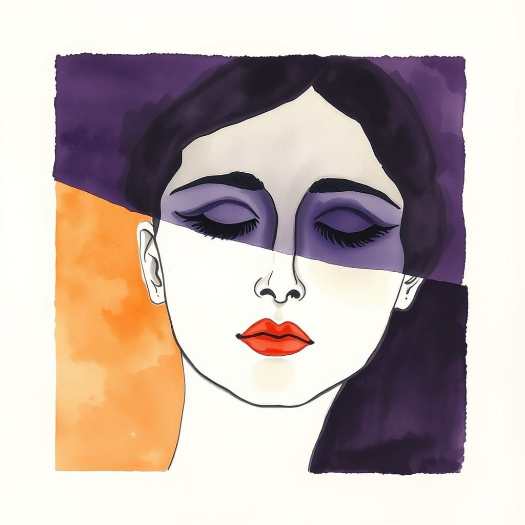 Abstract Woman in Minimalist Moonlight