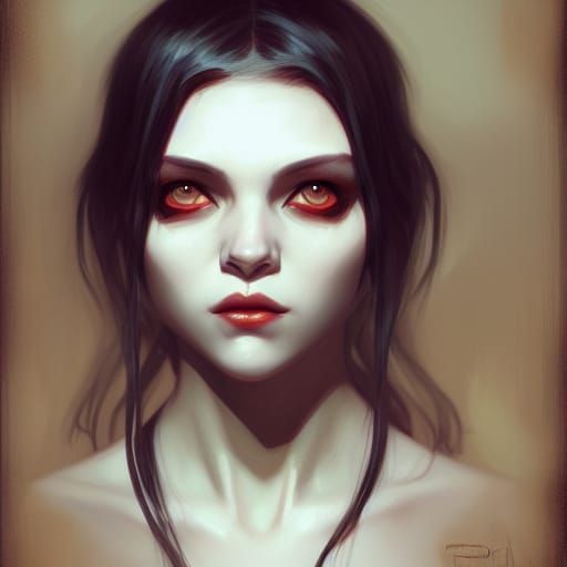 Vampire Girl Portrait in Dark Fantasy Style