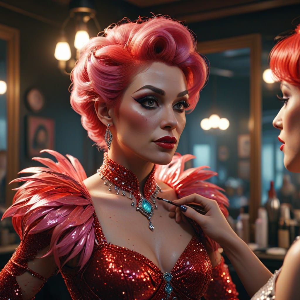 Drag Queens in Salon: Vibrant Fantasy Concept Art