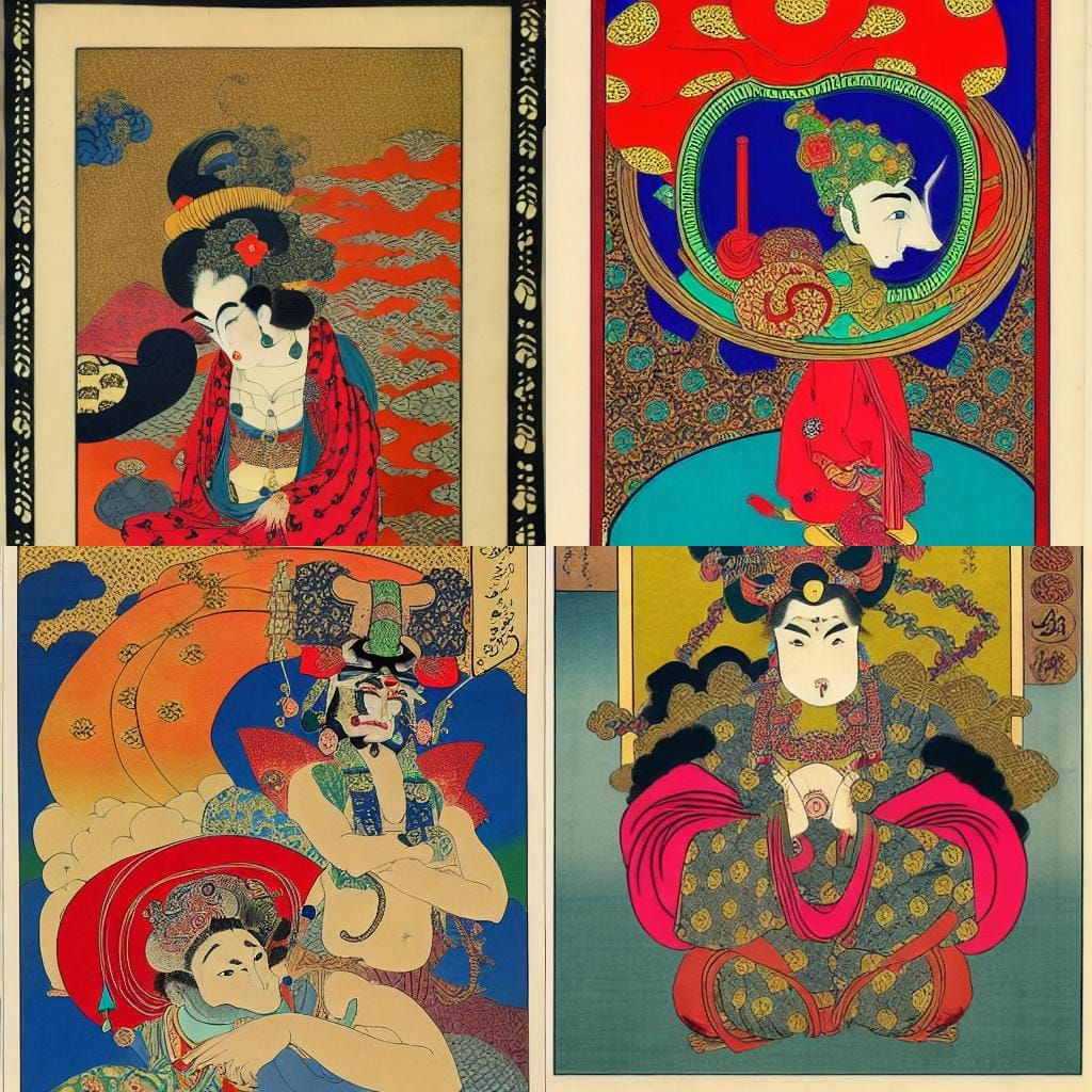 Grotesque Genie in Mixed Art Styles