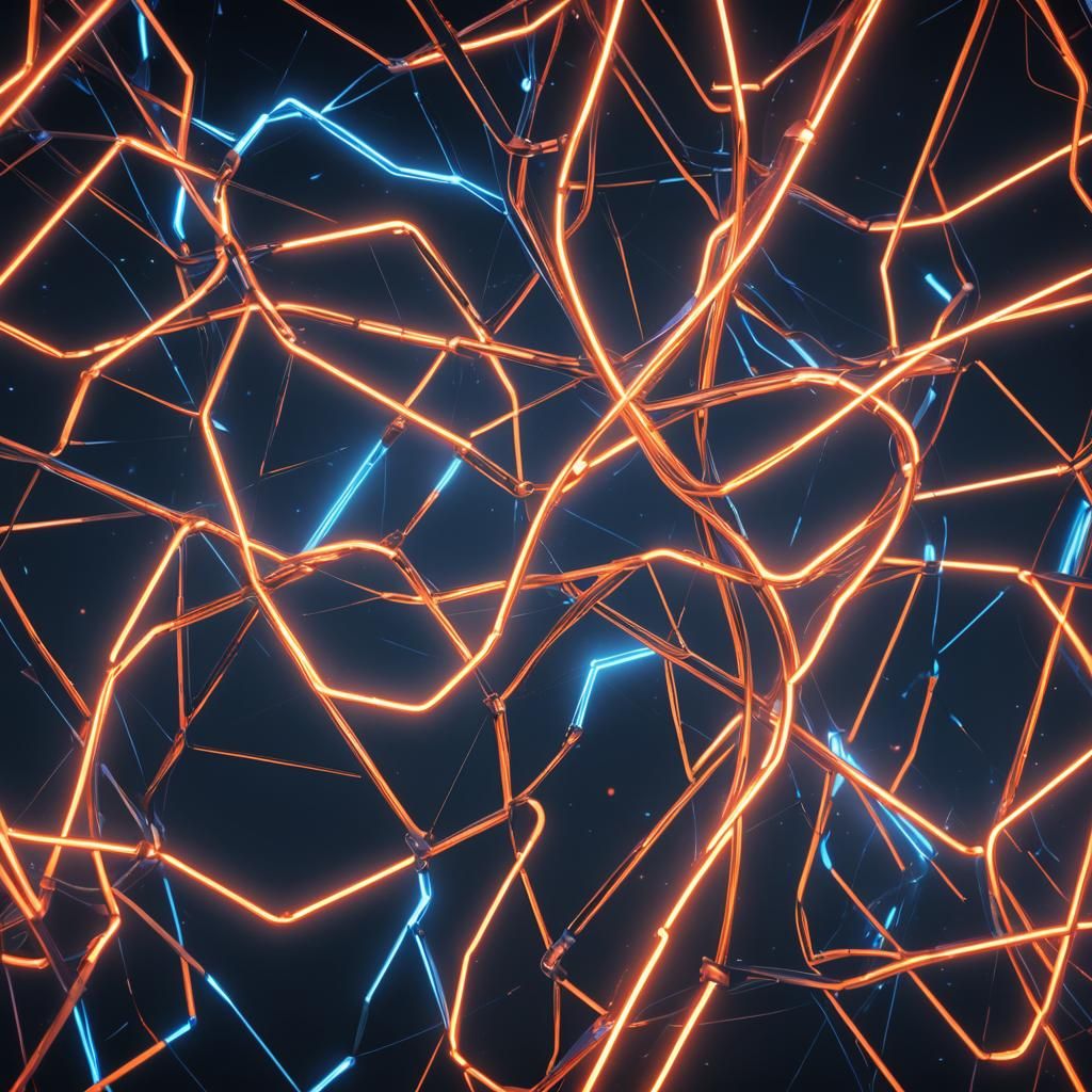 Futuristic Neon Logo with Geometric Infinity Loop