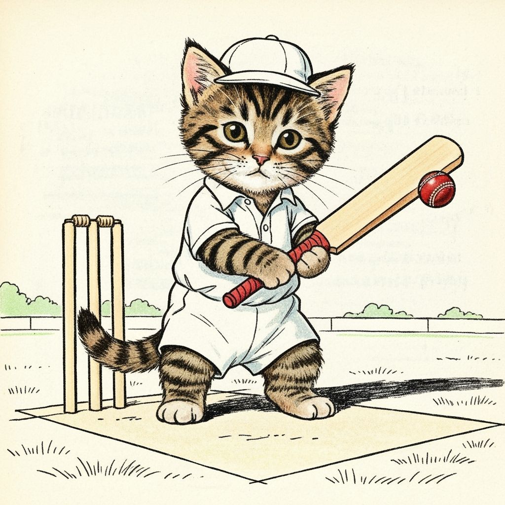 Cricket Kitten in Tenniel Style Illustration