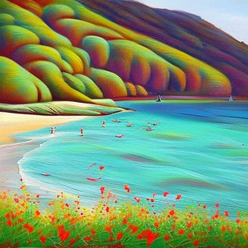 Psychedelic Clowns and Jesters on a Beach