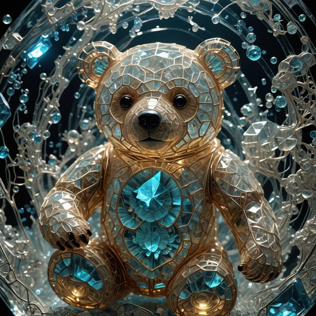 Bioluminescent Crystal Teddy Bear with Circuitry