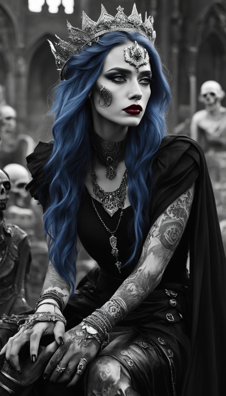 Gothic Warrior Queen in Black and White