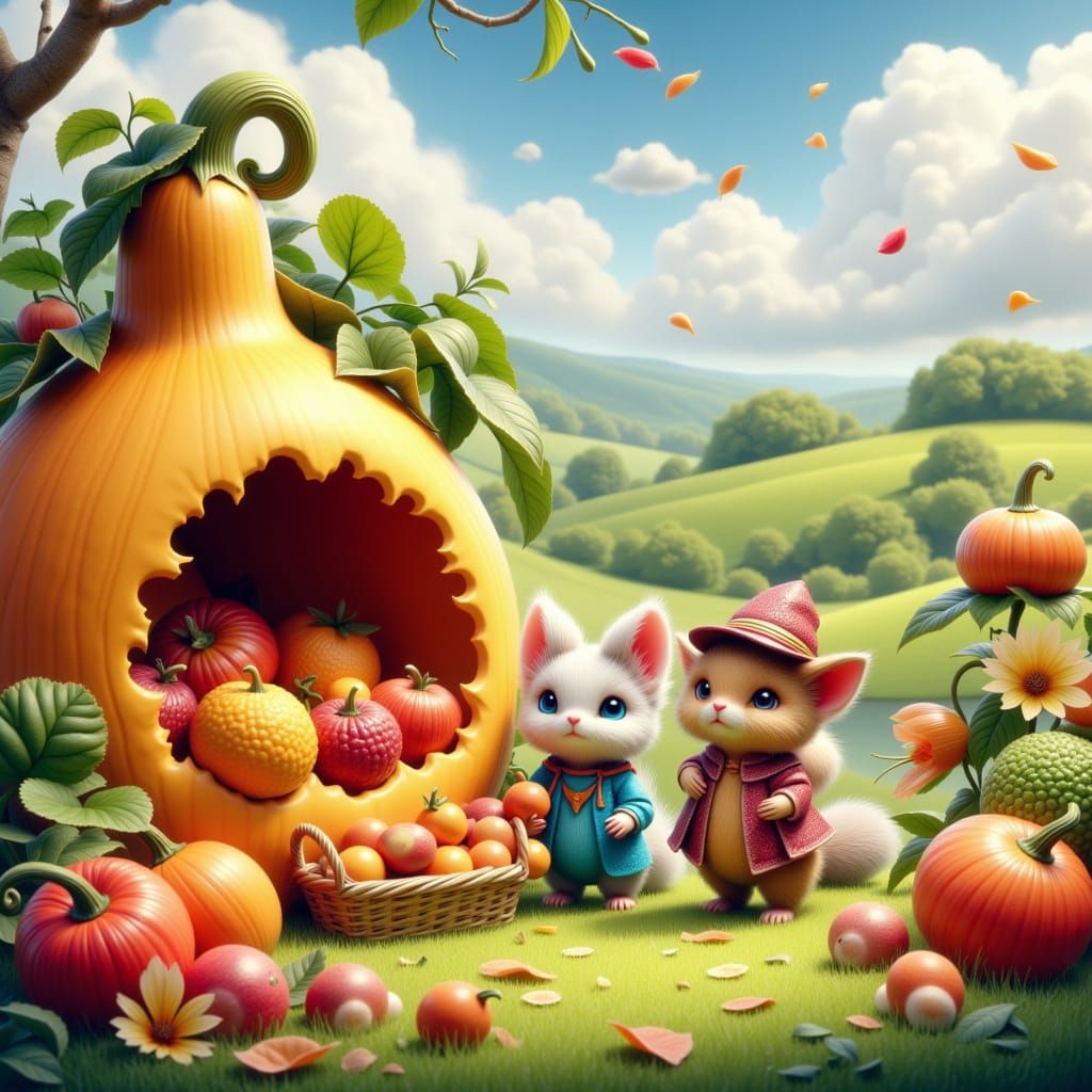 Fantastical Farmstand With Furry Critters, Splash Art