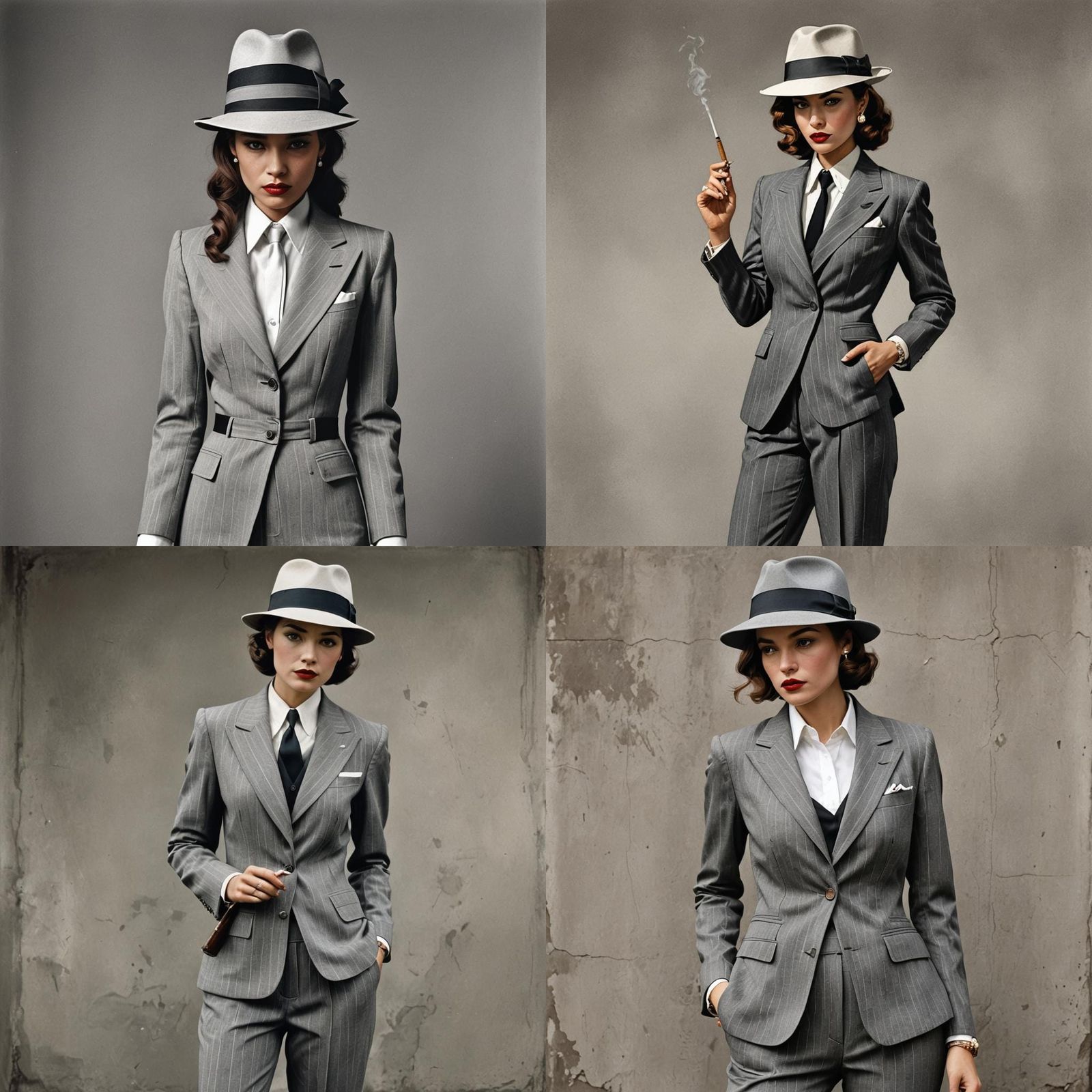 Woman in Pinstripe Suit: 3D Anime Gangster Art