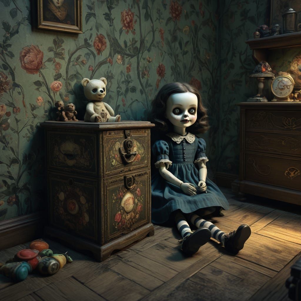 Macabre Child's Room Scene in Dutch Masters Style