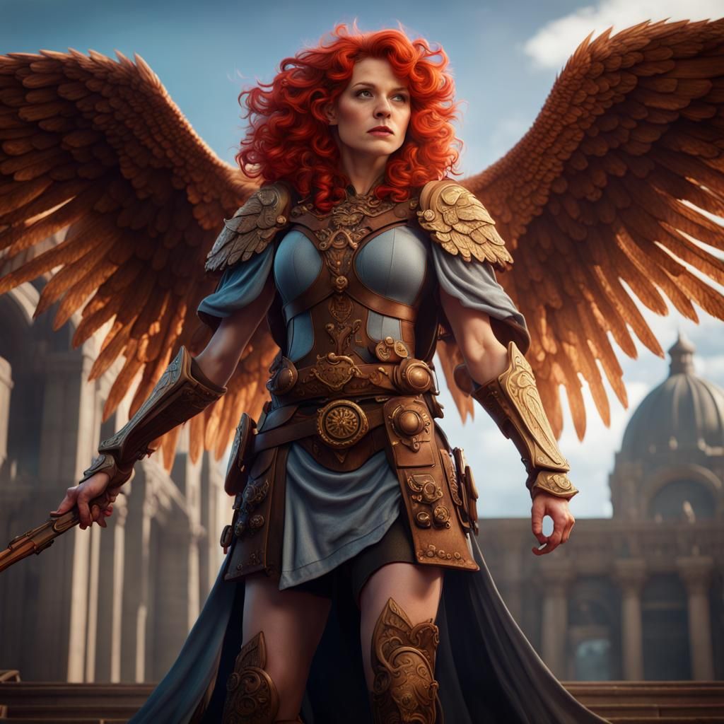 Red-Haired Valkyrie Librarian: Fantasy Concept Art