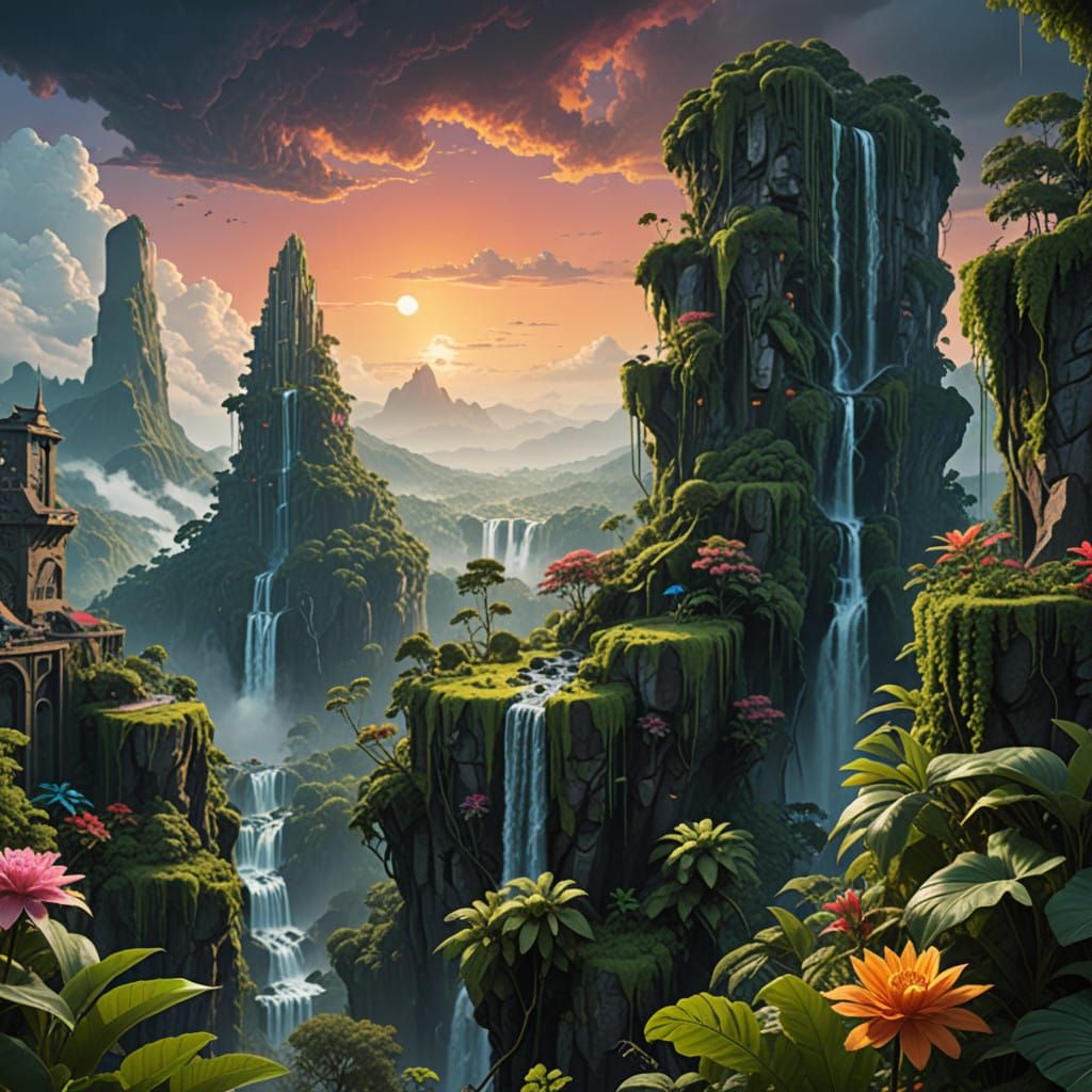 Surreal Jungle Metropolis Rises from the Lush Undergrowth in...