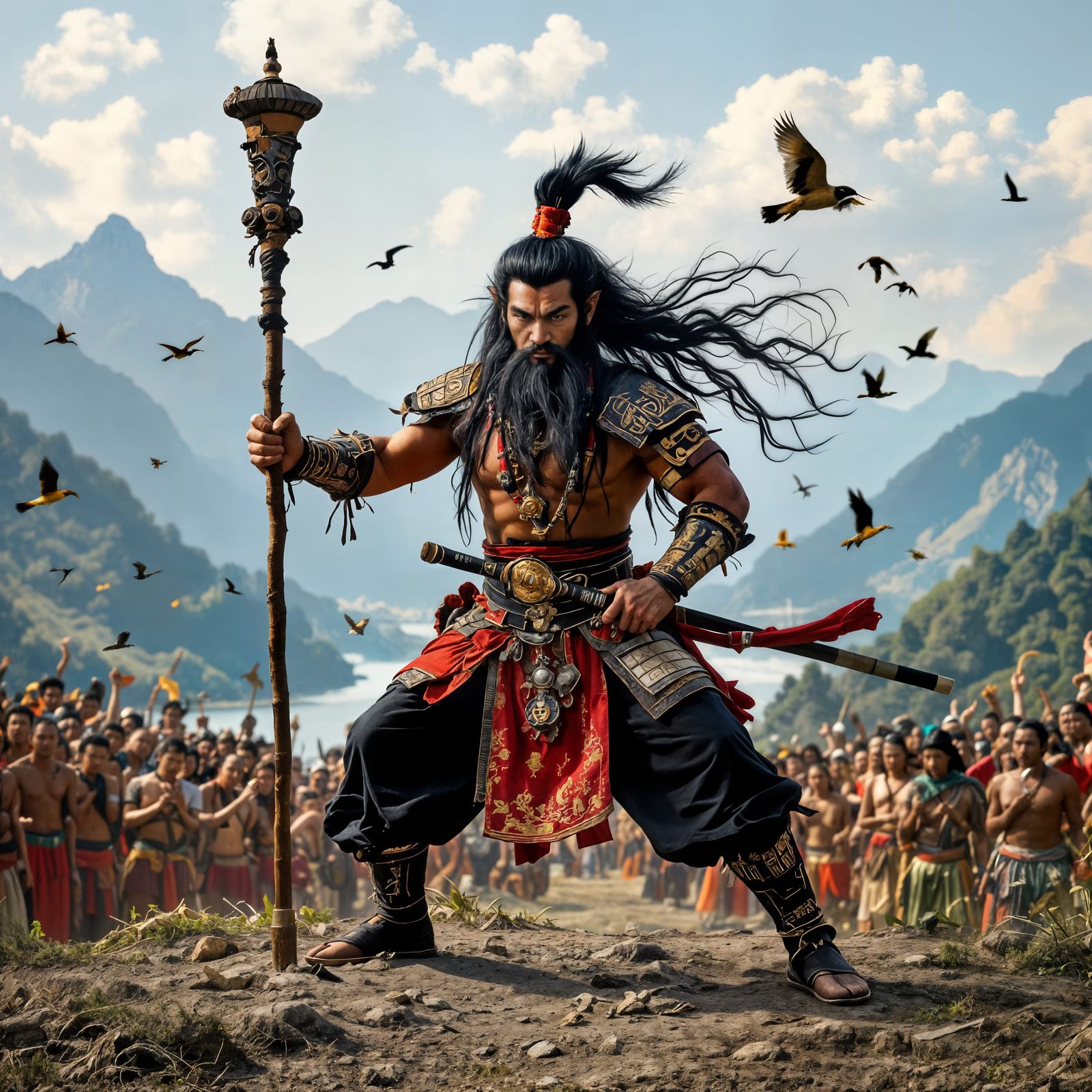 Sun Wukong Battles Demons with Magic Staff