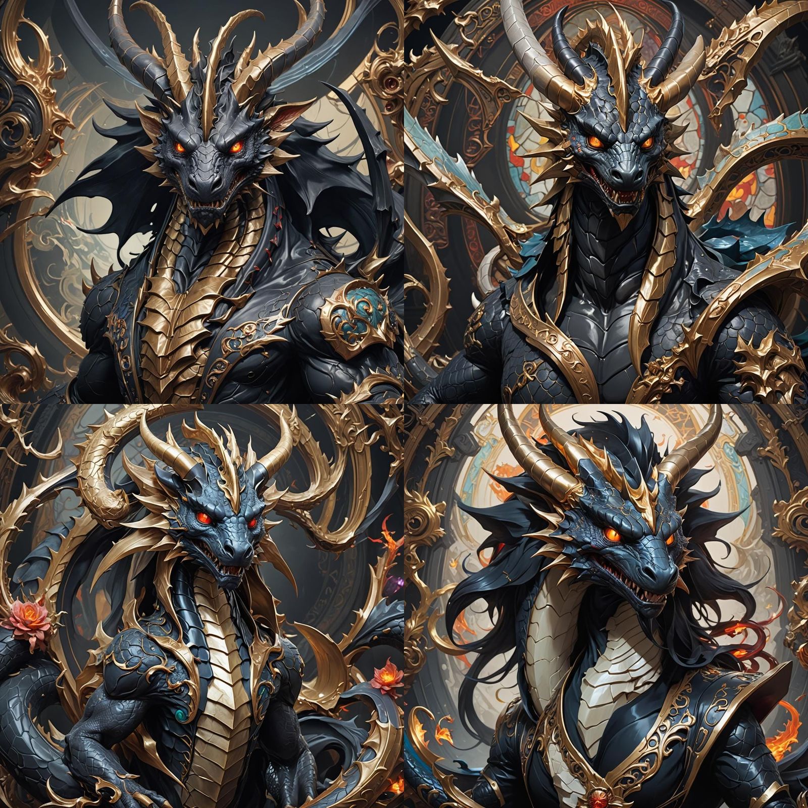 Demonic Porcelain Dragonite in Hyperdetailed Portrait