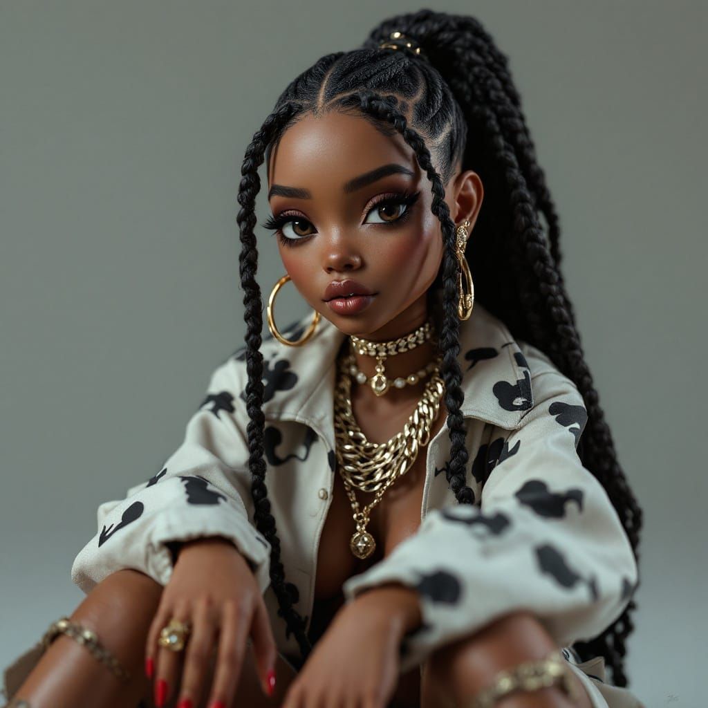 Photorealistic 3D Render of a Female Rapper