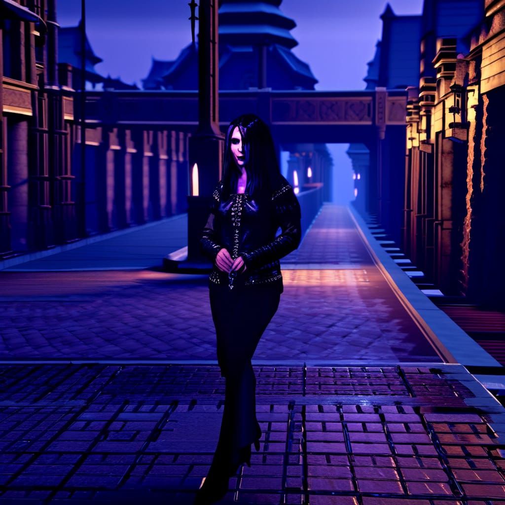 Fantasy Vampire in Dark Attire: Matte Painting