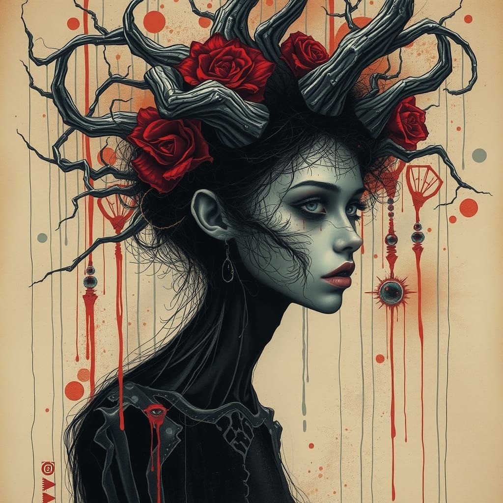 Whispered Hallucination in Watercolor Horror Style