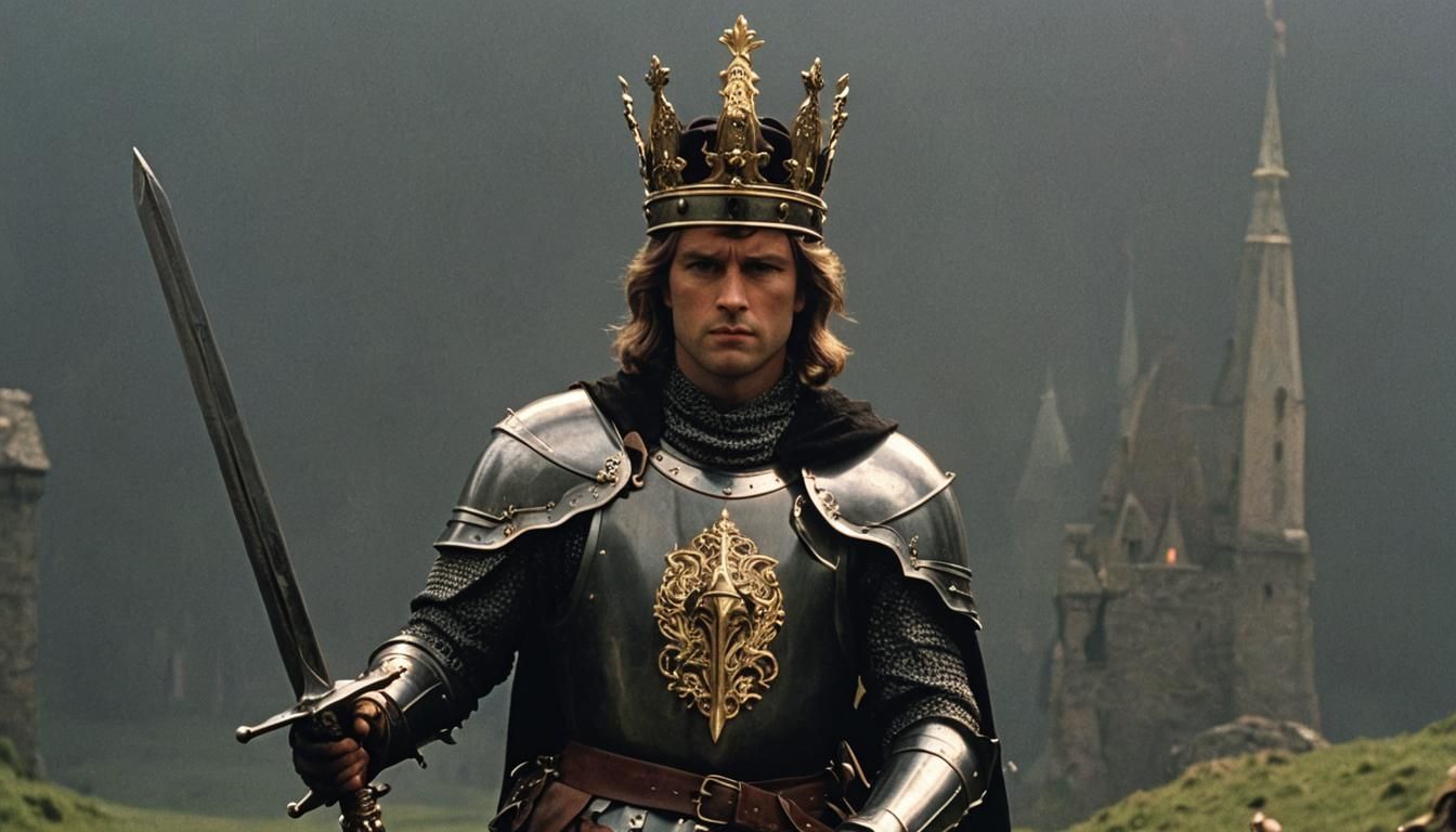 Crowned Knight with Sword in Dark Fantasy Style