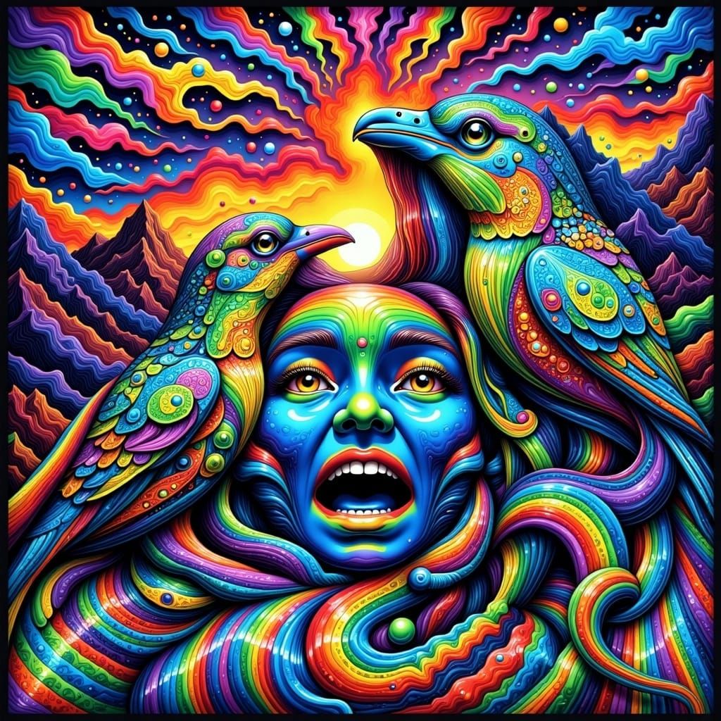 Psychedelic Canary Scream in Abstract Tessellations