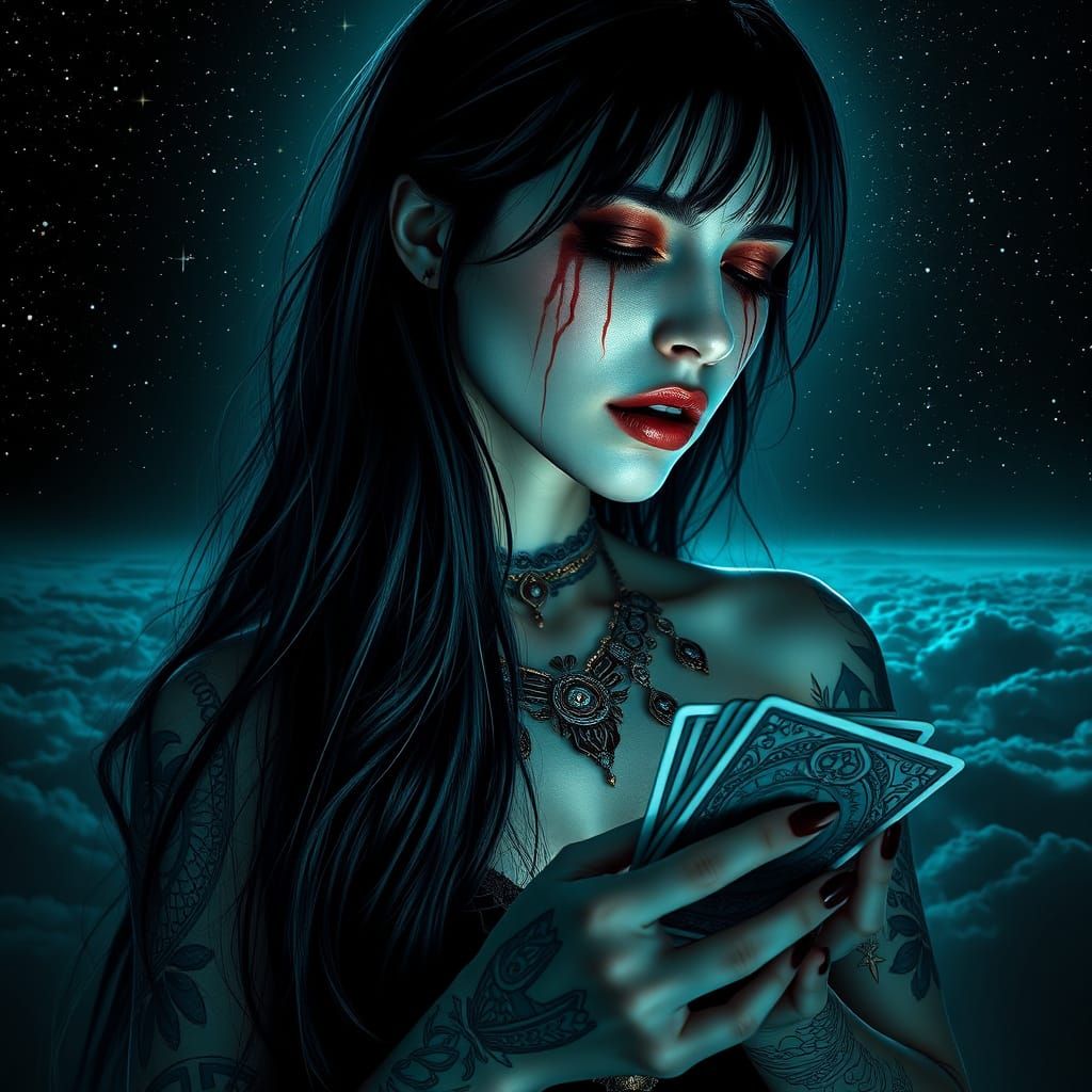 Gothic Gypsy Woman in Dreamy, Whimsical Digital Art